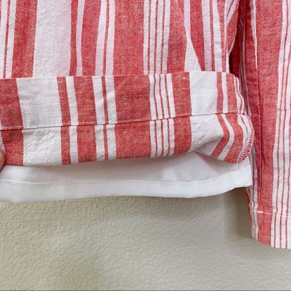 Old Navy Linen Blend Red Stripe V-Neck Wide Leg Jumpsuit - Picture 9 of 12